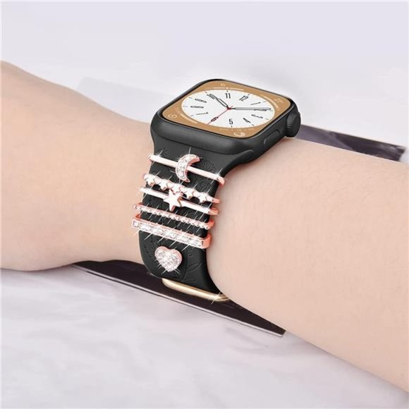 NEW Black Apple Watch Band with Charms - Picture 2 of 6